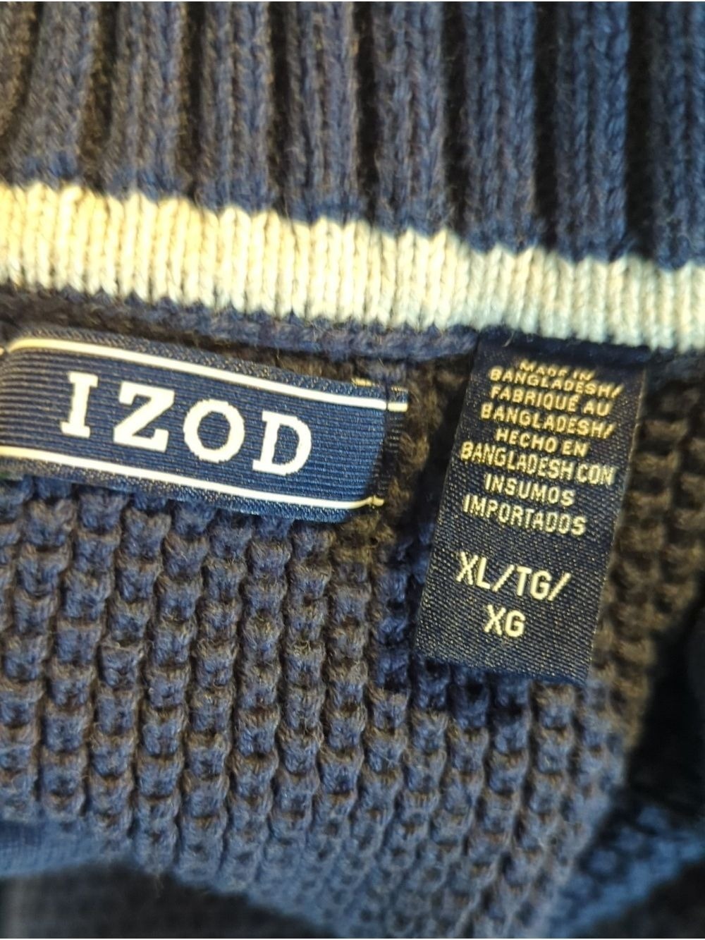 Izod Navy Fair Isle Quarter-Zip Sweater Red White XL Women's Ski Snow Holiday - Picture 9 of 11